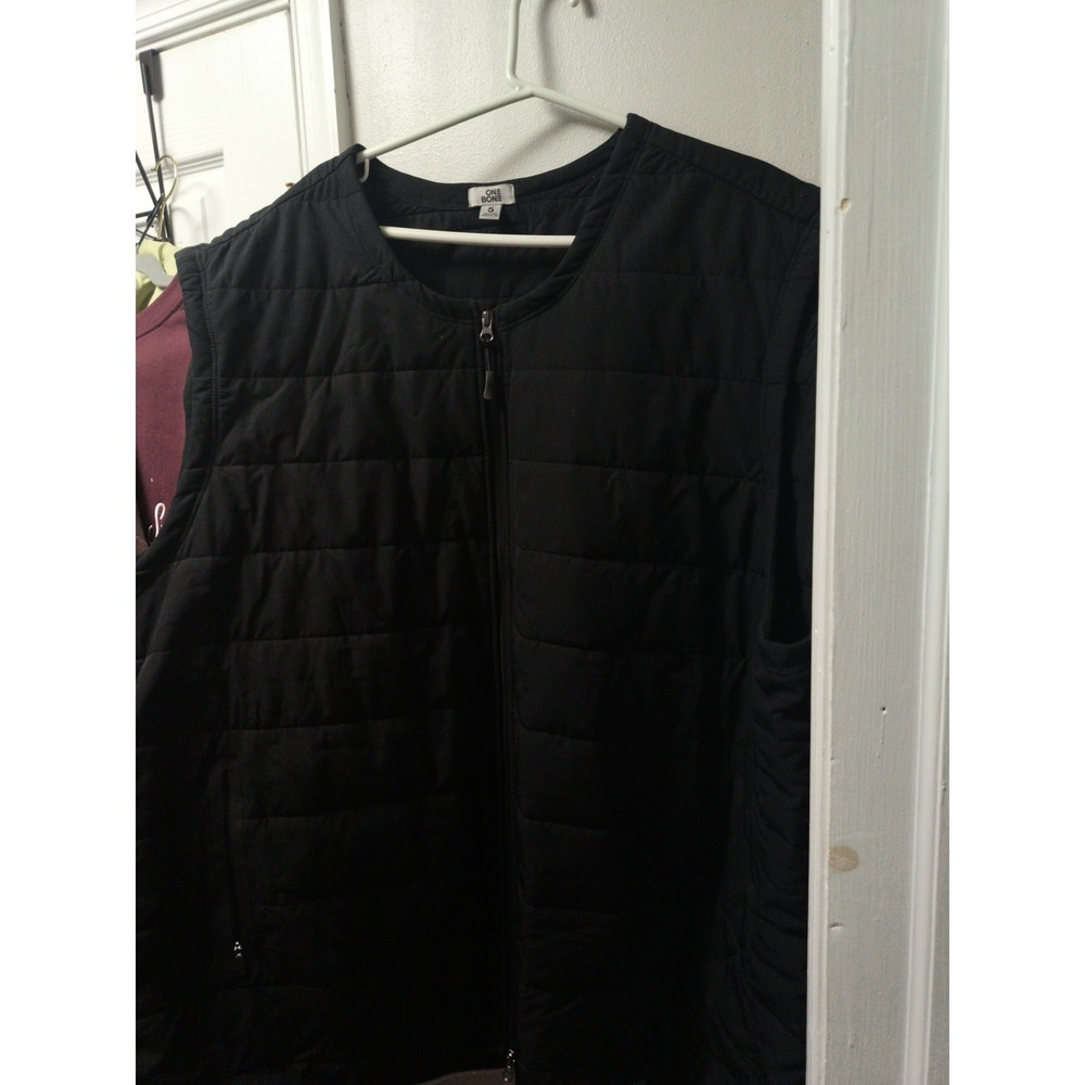 One Bone Full Zip Black Quilted Vest Men's  5x (5) 64"/66" Chest 65"/67" Belly